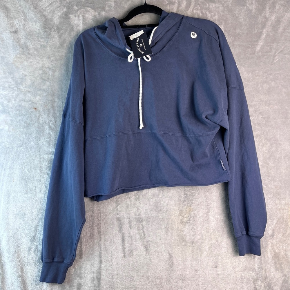 Spirit Jersey Nashville Cropped Hoodie Navy Blue Long Sleeve Graphic Top Medium - Picture 2 of 10